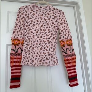 We The Free Bold Bowery Cuff Top In Cherry Blossom Combo